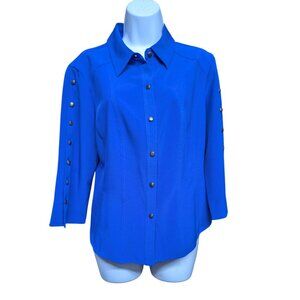Classic Elements Women's Royal Blue Button up Blouse Size 14